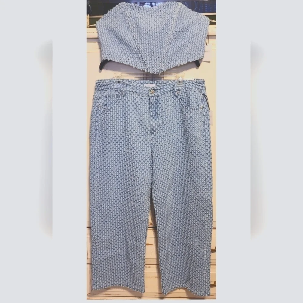Denim pants and bustier top set - Picture 1 of 3